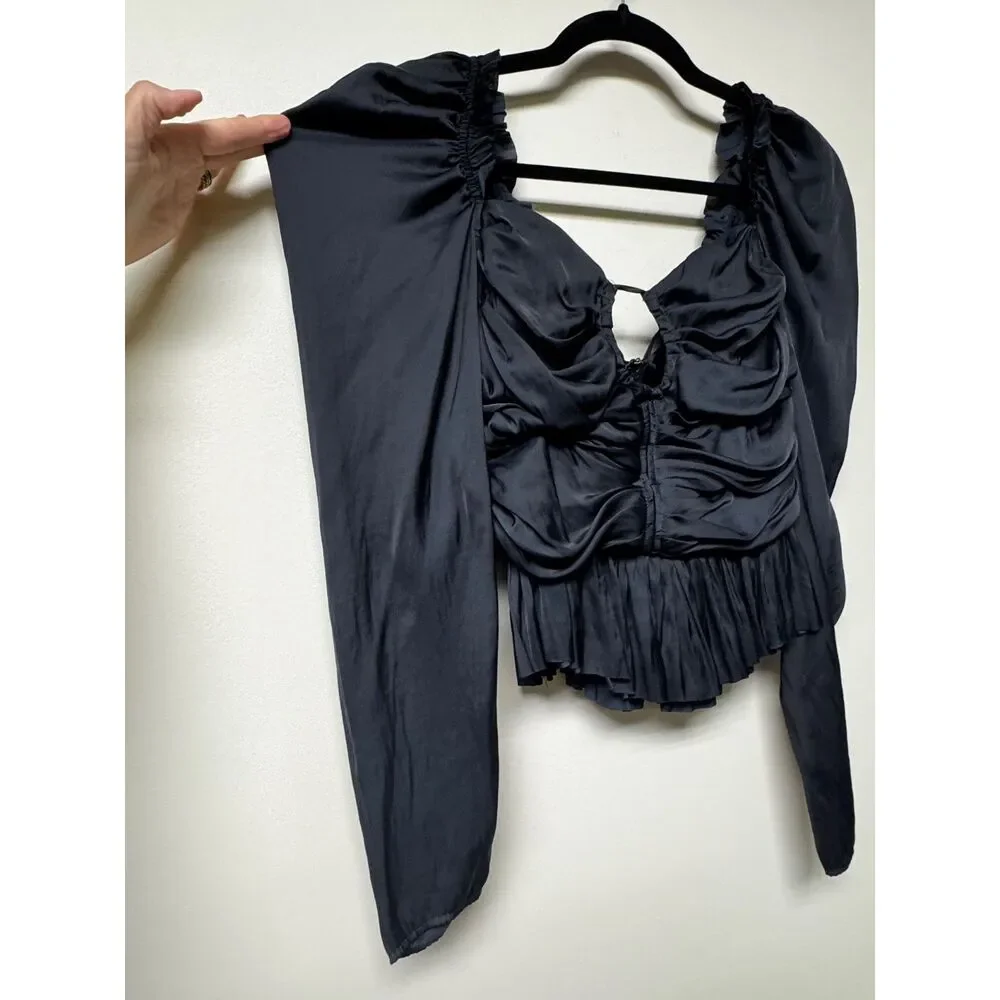 ULLA JOHNSON Mirelle Blouse, Noir, Black, Sz 8